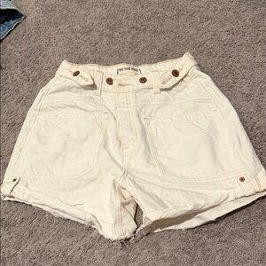 Free People High Waist Cream Shorts